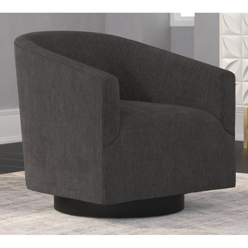 Fauteuil demi-tonneau pivotant Bevis, Tweed gris anthracite