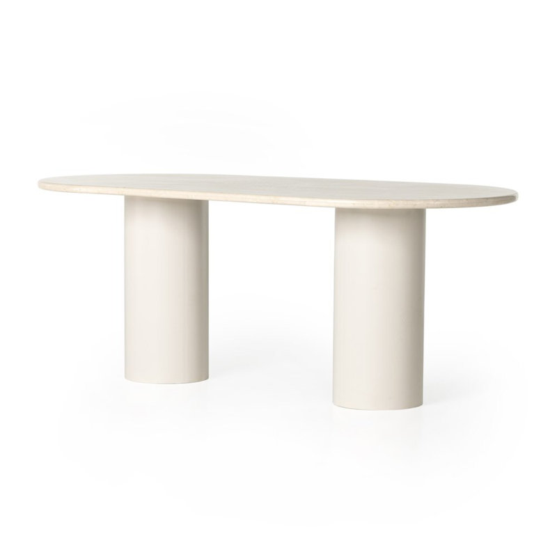 Belle Oval Marble Dining Table, Cream Marble
