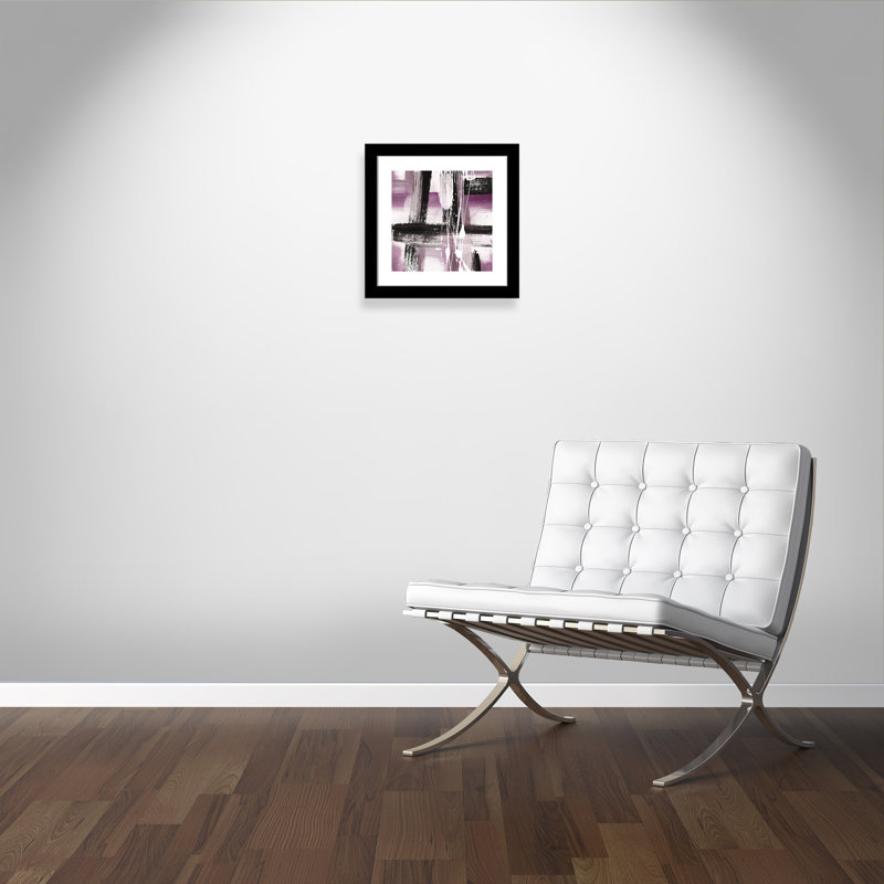 Expressions modernes - tons mauves - peinture encadrée, H 18,5 po x l 18,5 po x P 1,25 po, Noir mat