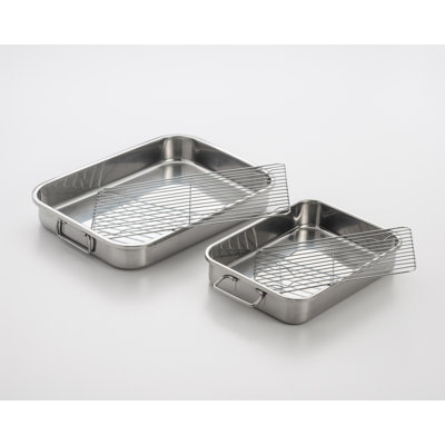 Ensemble de casseroles à rôtir et à rôtissoire tout-en-un 4 pièces en acier inoxydable avec support Cook Pro