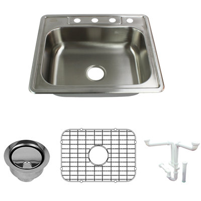 Select 25'' L Single Bowl Stainless Steel Kitchen Sink