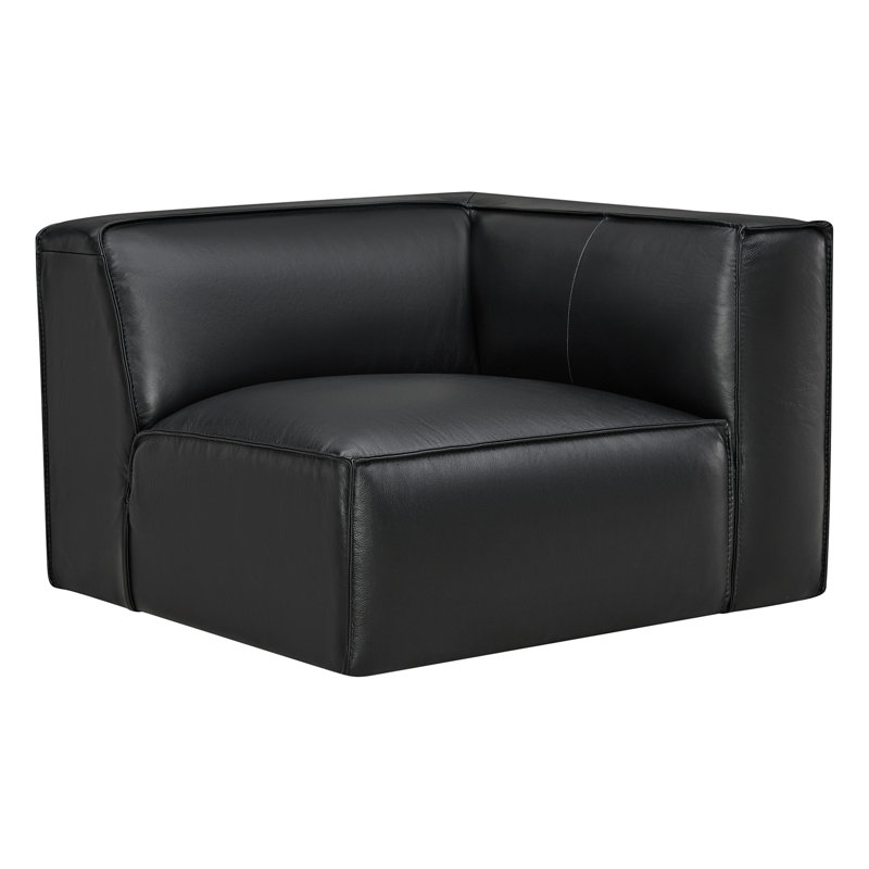 Jaye Coto - 6 Piece Genuine Leather Sectional, Black