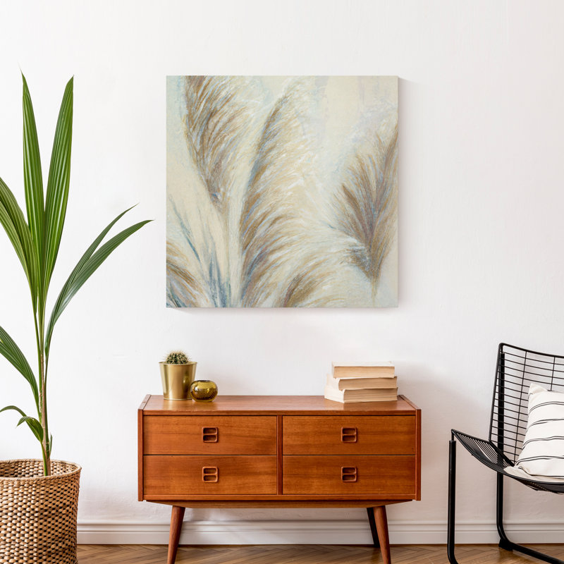 «Soft Painterly Pampas Grass» sur toile beige, H 24 po x l 24 po