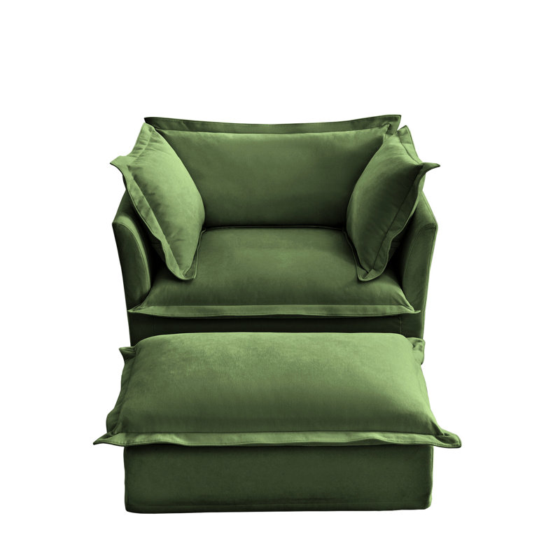 Fauteuil rembourré avec assise profonde, tissu chenille, coussins confortables, housses amovibles, assise stable à assise large, coutures exquises, structure