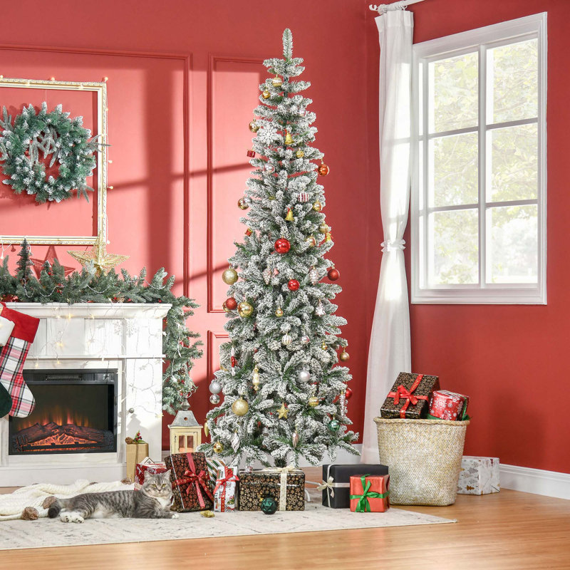 Arbre de Noël artificiel enneigé 7,5 pi avec des branches réalistes et 668 pointes