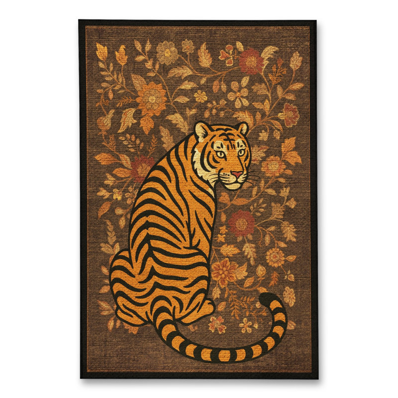 Tapis brun tissé à imprimé tigre Mosso, 2'6" x 9'10"