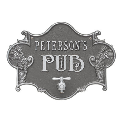 Hops and Barley Beer Pub 2-Line Wall Address Plaque