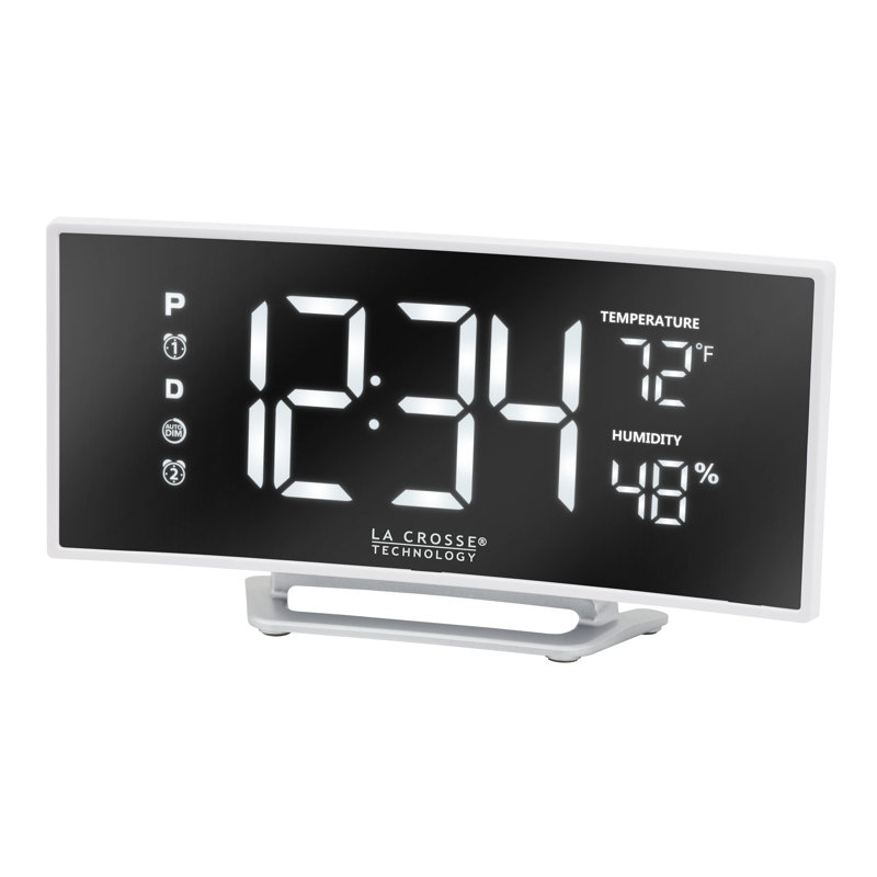 Modern & Contemporary Digital Electric Tabletop Clock with Alarm in White