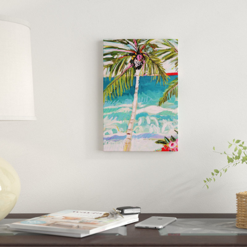 « palm tree fantaisie i », impression sur toile, H 18 po x l 12 po x P 1,5 po, Toile tendue, Pas de tapis