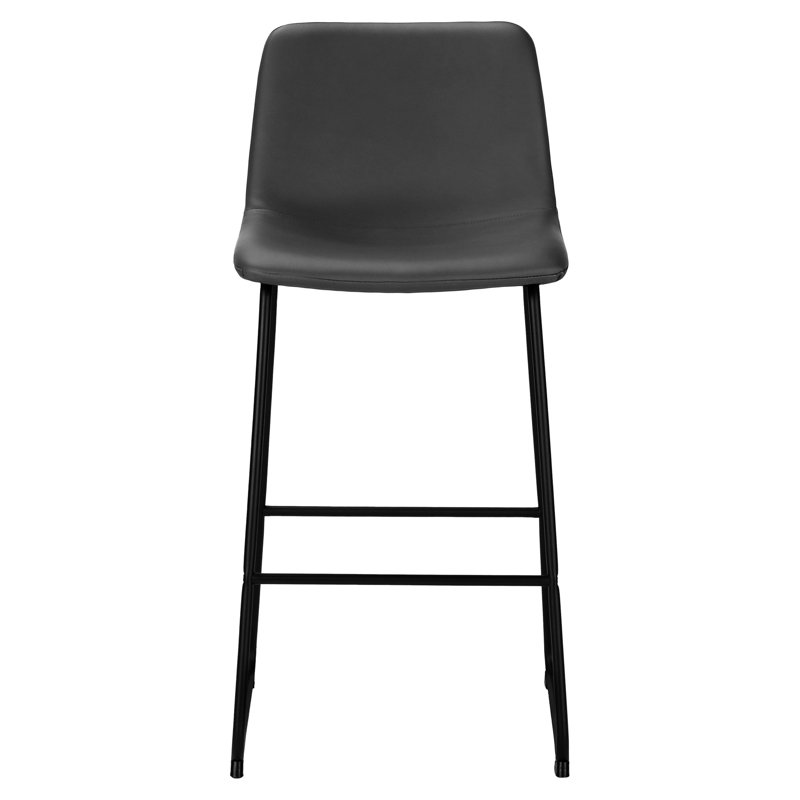 Chaise de bureau debout avec housse en similicuir gris, chaise de travail stable en similicuir à base en métal noir, hauteur de bar debout, structure