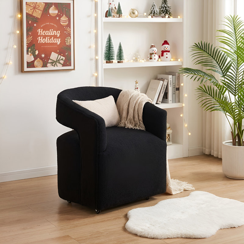 Chaise rembourrée Performance en tissu avec roulettes cachées, Noir