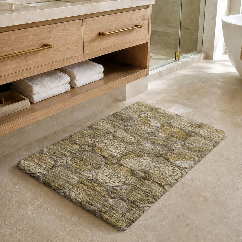 Tapis Dream Shag ADS738 à cercles, lavable à la machine de qualité supérieure, Brown, 2 pi 6 po x 3 pi 10 po