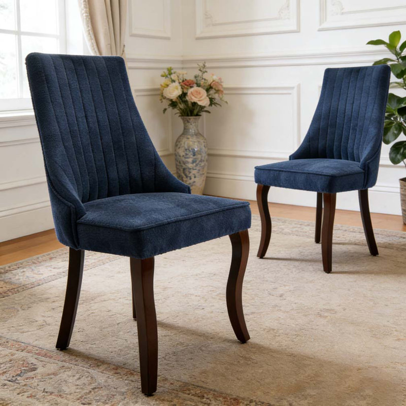 Chaises de salle à manger en chenille, Bleu