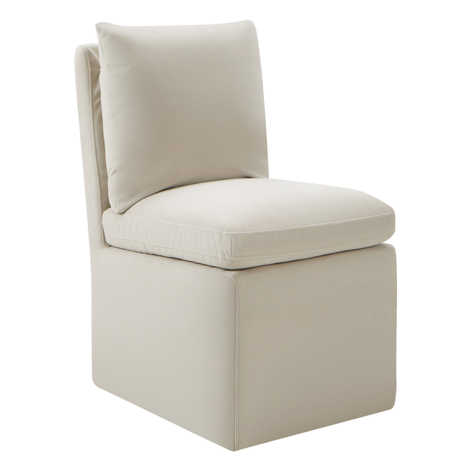 Alayaa Upholstered Dining Chair with Casters, Bella Beach Performance Velvet