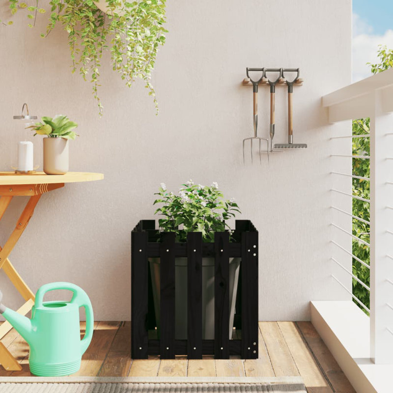 Nabeela Wood Planter Box, 50cm H x 50cm W x 50cm D, Black