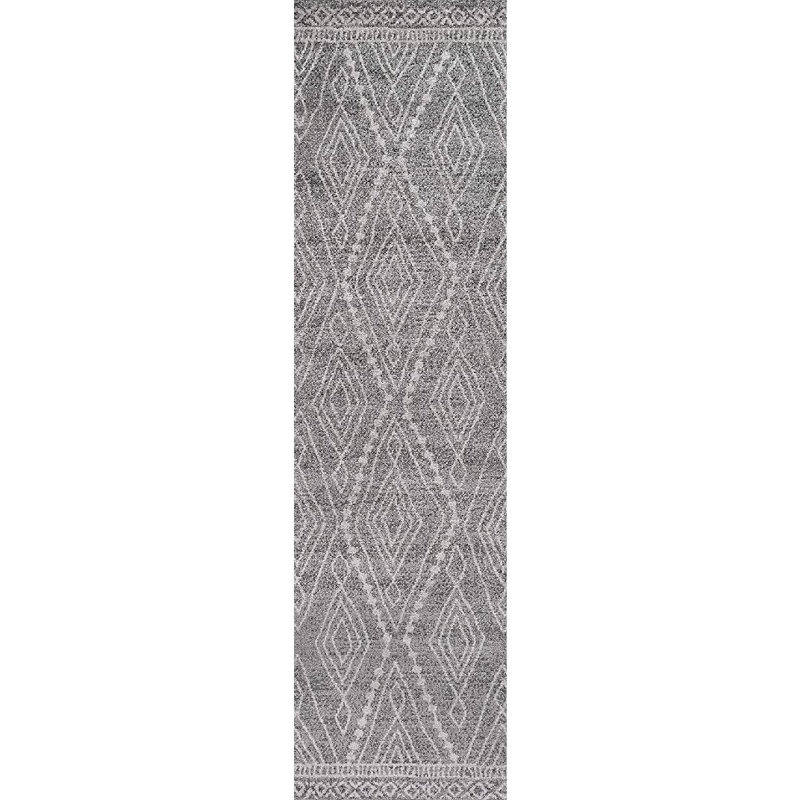 Tapis gris / ivoire Wegate, Tapis de couloir 2 pi 2 po x 8 pi