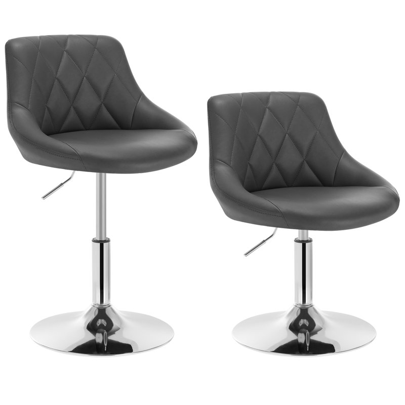 Dequesha Swivel Upholstered Adjustable Height Counter Stool, Grey