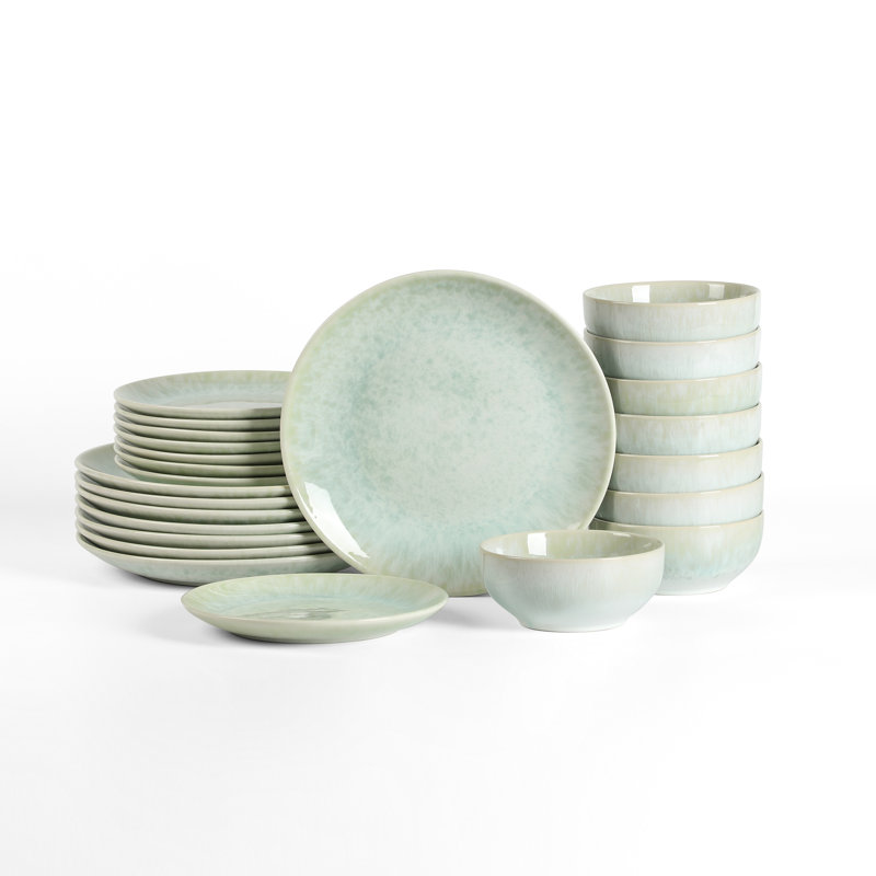 Stone Lain Riley 24-Piece Dinnerware Set Stoneware, Seafoam