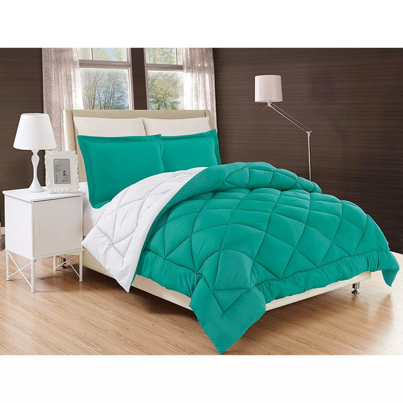 Ensemble d'édredon en duvet synthétique Turquoise, Simple