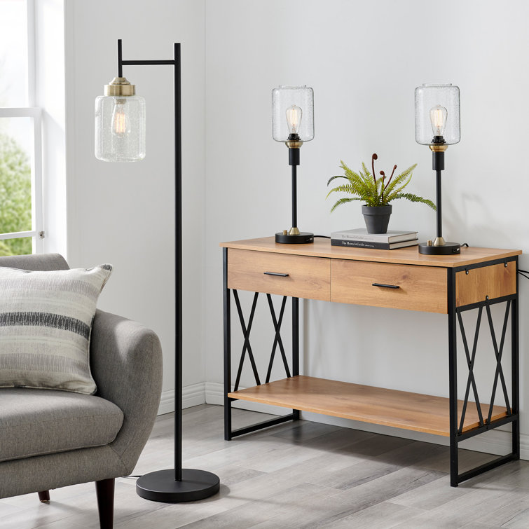 Terew 3 Piece Table and Floor Lamp Set