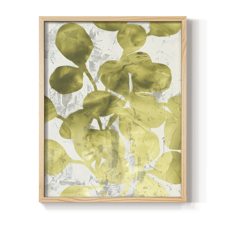 Green Leaf Shimmer I, reproduction encadrée - bois massif, Naturel, H 11 po x l 9 po
