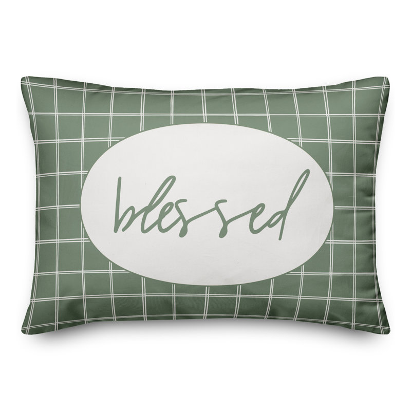 Plaid Outdoor Reversible Throw Pillow, Green