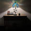 Lampe de table Meryem Tiffany avec libellule en verre coloré bleu vert et ampoule DEL incluse H 22 po x l 12 po x P 12 po