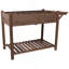 8 Pockets Horticulture Raised Garden Bed Elevated Wood Planter Box Stand with Foldable Side Table and Storage Shelf for Herb/Vegetables/Flowers, dark brown color