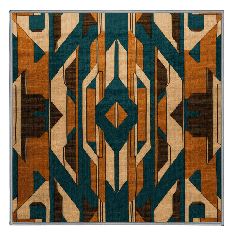 Tapis gris art déco lavable à la machine, Carré 6 pi