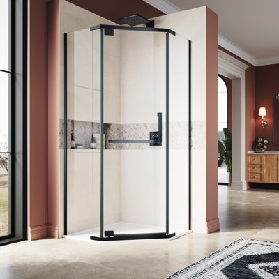 Cabine de douche réversible demi-cadre l 35 po H 72 po H