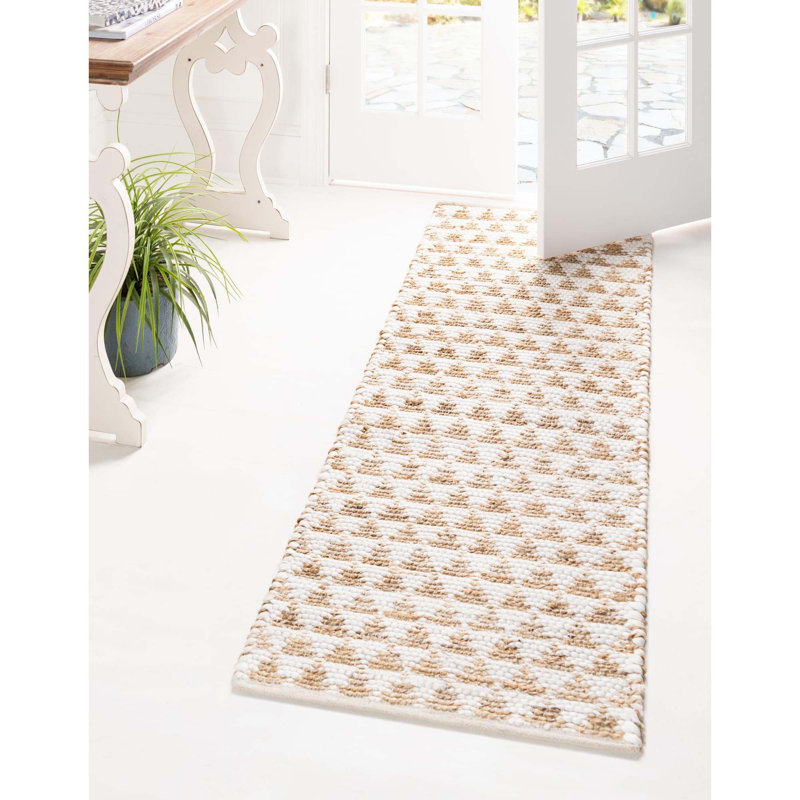 Tapis brun / beige en jute / coton tissé à plat à la main Anner, Tapis de couloir 2 pi 7 po x 10 pi