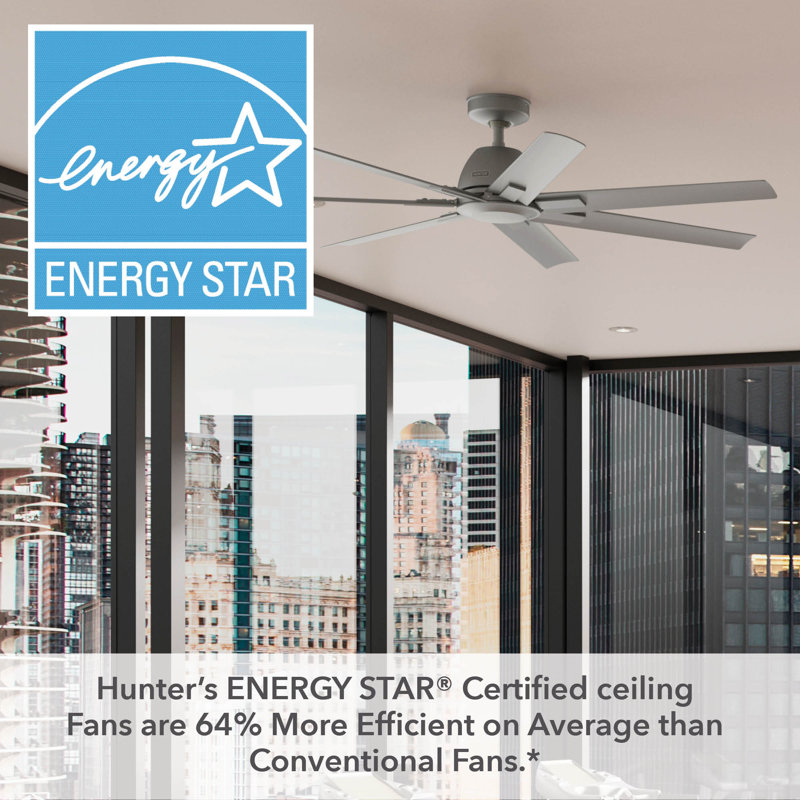 Downtown 60" 7 - Blade ENERGY STAR Outdoor / Indoor Industrial Ceiling Fan with Wall Control, Matte Silver