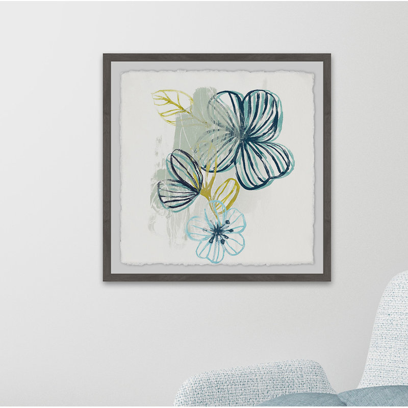 Floral Offset I par Marmont Hill - reproduction de cadre photo, H 12 po x l 12 po x P 1,5 po, Cadre gris