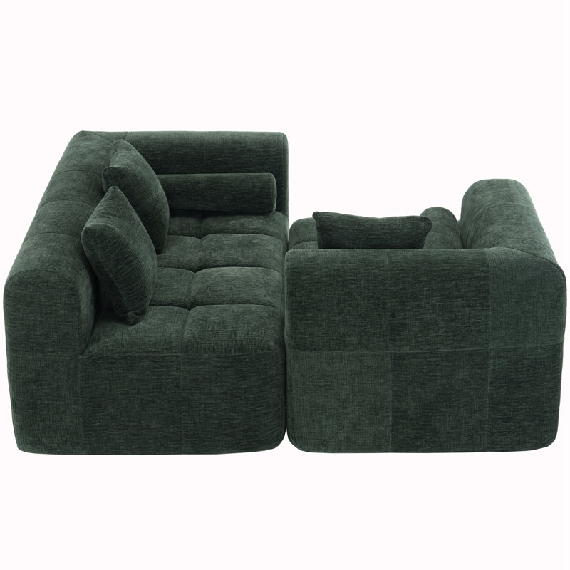 Boneless 101.2" Sectional Sofa, Green