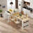 Kitchen Island With Extendable Dining Table, Power Outlet, 2 Drawers, 2 Side Open Shelves And Double-sized Storage Design
