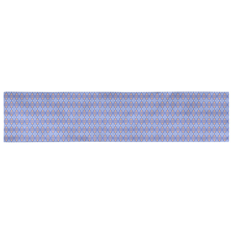 Chemin de table losanges doublés Avicia, 73,5 po x 17,5 po, Bleu / Orange, Coton