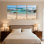 Plage, plage, vagues, coquillages, sable, océan, ciel, roches, empreintes de pieds, ensemble de 3 impressions sur toile