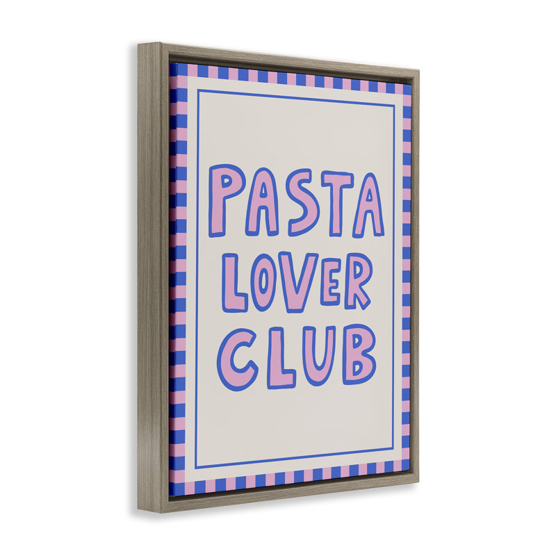 «Pasta Lover Club with Border», art mural encadré sur toile flottante, design par House of Lulu, H 21 po x l 17 po