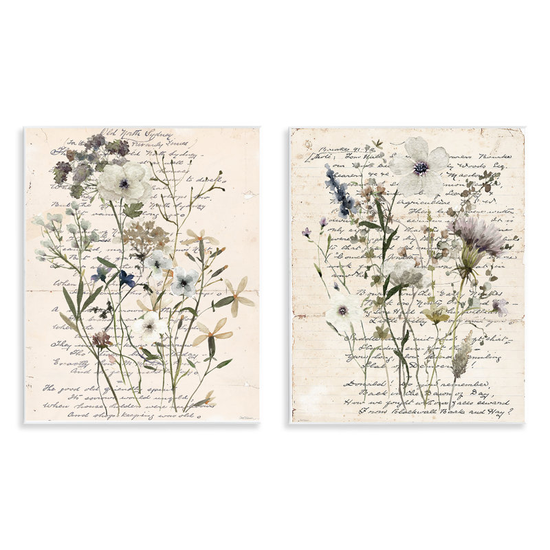  «Vintage Letters with Botanicals», ensemble d'art sur plaque murale par Carol Robinson