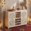 Buffet de bar à vin en bois naturel avec support à vin et rangement en verre, armoire à 2 portes pour la salle à manger-133706687
