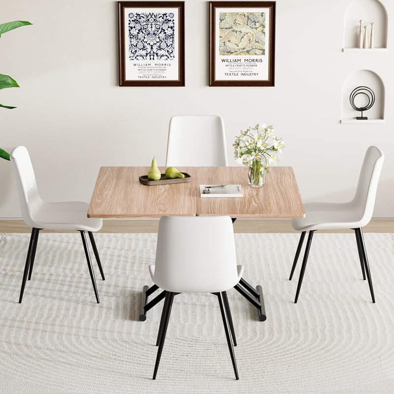 Ensemble de table de salle à manger 4 personnes, table pliante avec base en métal, table de salle à manger avec chaises