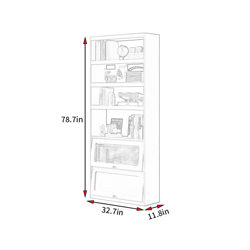 Bibliothèque américaine, (5 tablettes) H 78,7 po x l 32,7 po x P 11,8 po