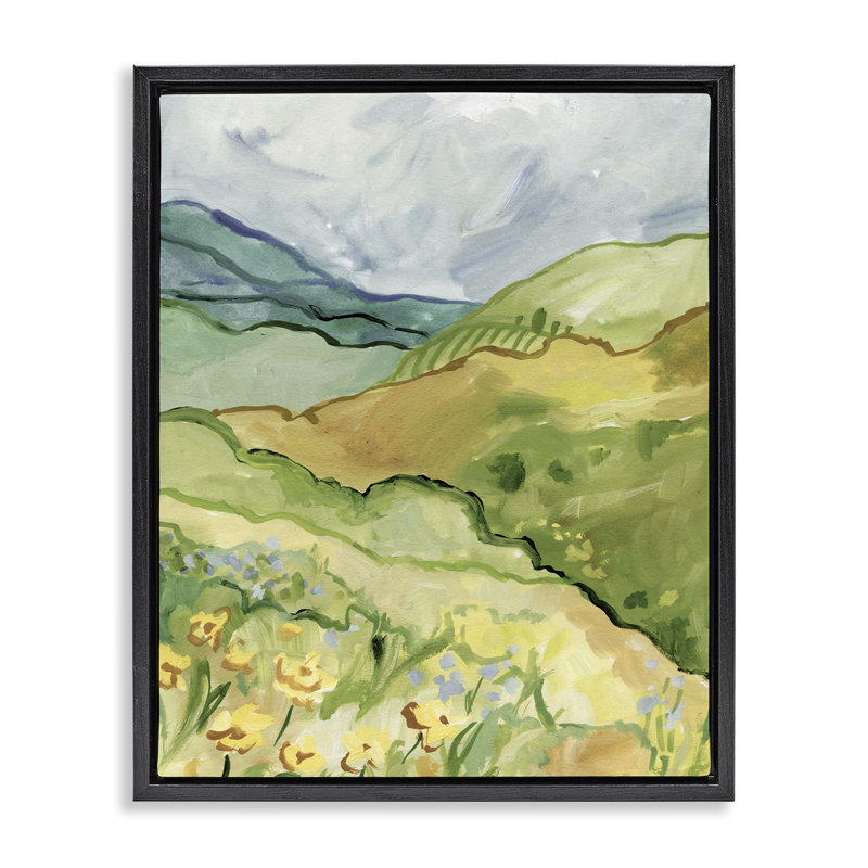 "Spring Meadow Rolling Hills", art mural sur toile flottant brun, design par Victoria Barnes, H 21 po x l 17 po