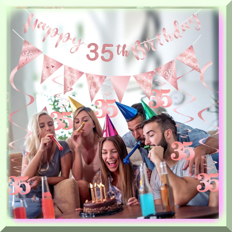 Rose Gold Glitter 95th Birthday Banner