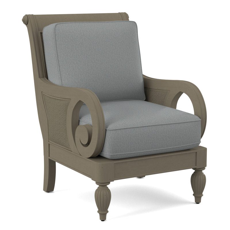 Fauteuil d'appoint Grandview, Tissu performance bleu clair 0851-55, Finition pierre de foyer