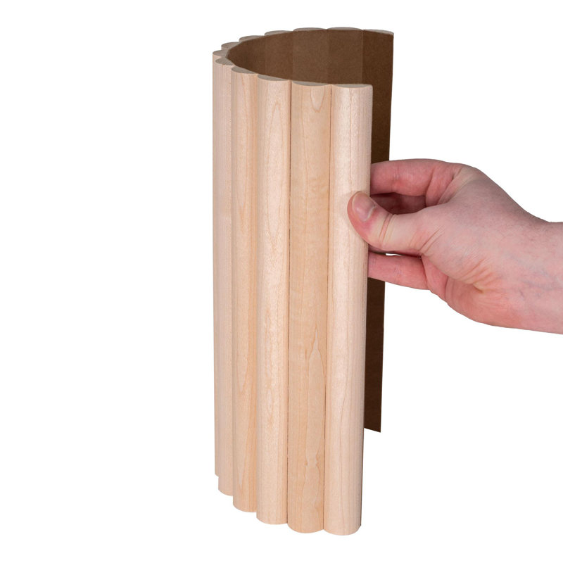 Outwater 1' Wide X 8' High X 3/8" Thick Unfinished Solid Maple Tambour Sheet With 1" Half-Round Slats – Flexible