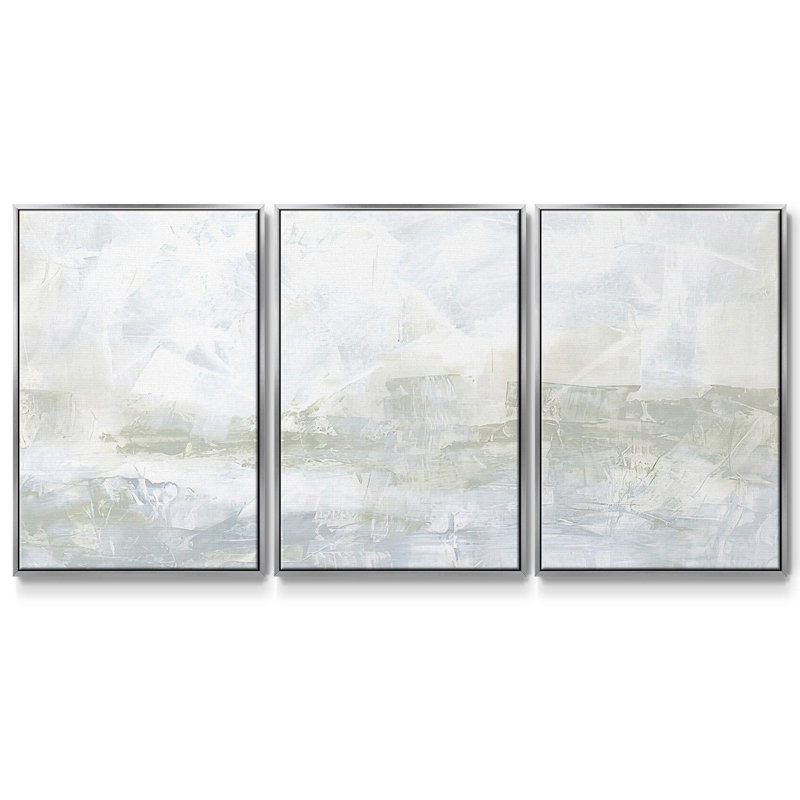 Silent Sound I - Toile encadrée multi-pièces, H 40 po x l 78 po x P 2 po, Argent