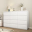 Commode double 12 tiroirs, commode en bois moderne, blanc
