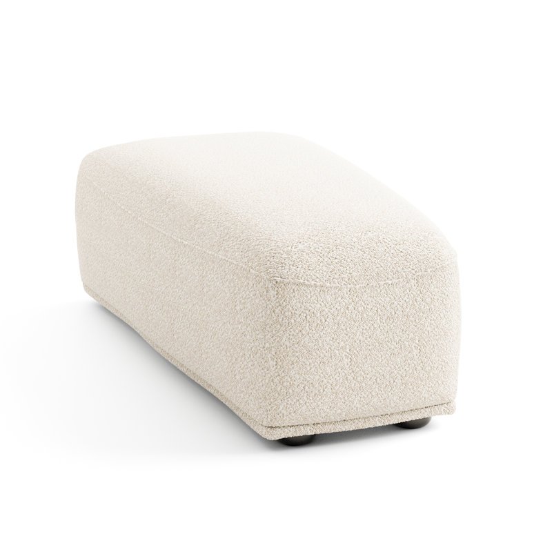 Aukeem Upholstered Ottoman, Beige Boucle