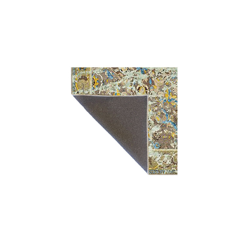 Tapis vert tissé à motif traditionnel, Sous-tapis rectangulaire de 3 pi 3 po x 4 pi 11 po